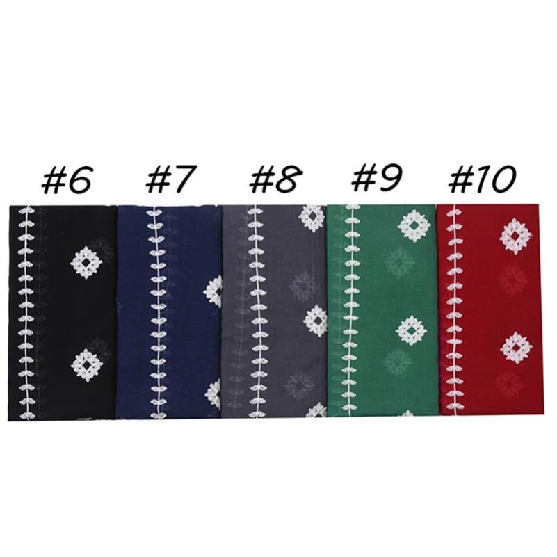 Big Size Embroidery Plain Cotton Hijab Scarves Women Muslim Shawls Solid Headscarf Wraps Islamic Turban Headband Foulard Ramadan