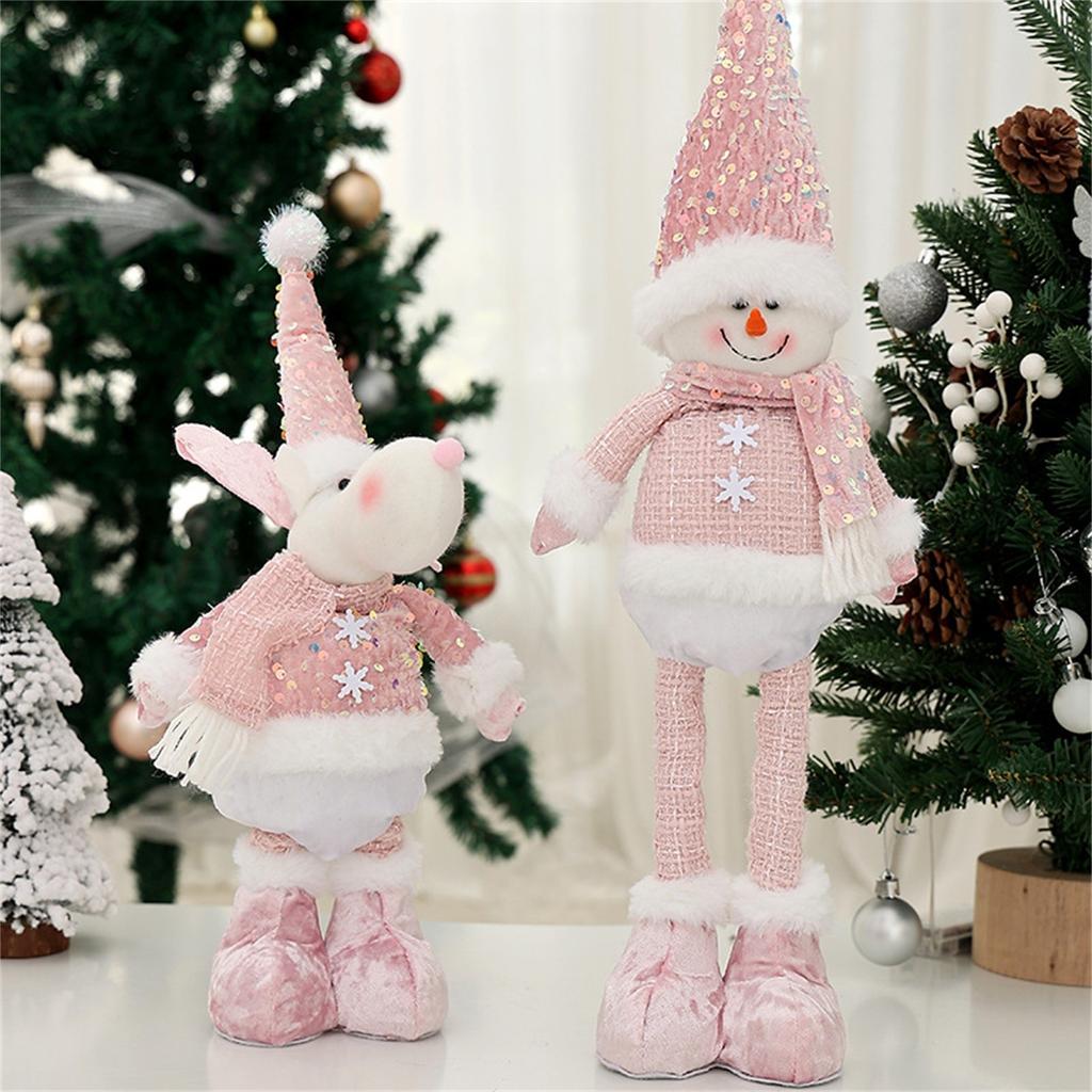 Christmas Series Plush Toys Stretch Long Legs Elk Snowman Santa Claus Christmas Room Props Decoration Plush Doll Gifts