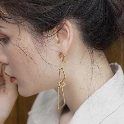"Geometric Long Earrings for a Slim Face - Unique Fashion Design for Women"