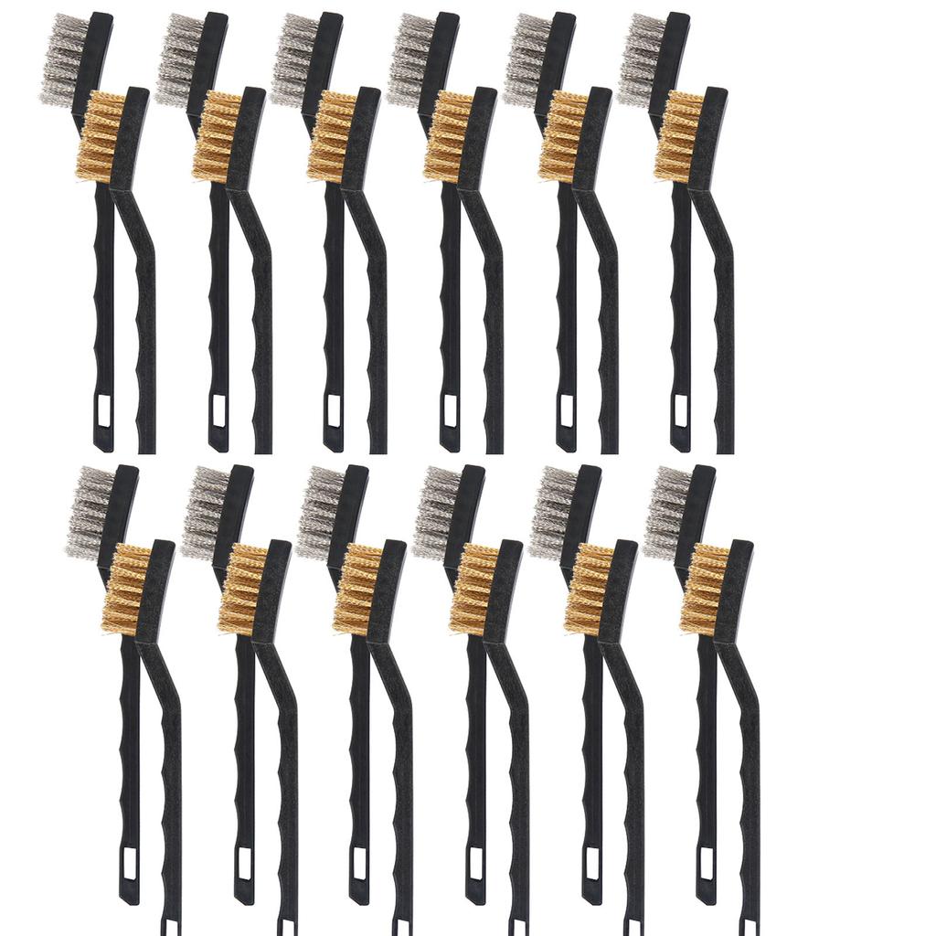 60Pcs Wire Brush Set Industrial Toothbrush Mini Copper Steel Wire Brush Stainless Steel Wire Brush Dirt Hard Cleaning Metal Rust