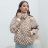 Womens Oversized Plaid Puffer Coat Warm Cotton Padded Jacket Loose Fit Street Style Winter Outerwear