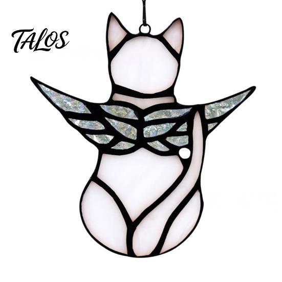 Cat Gift for Home Acrylic Hanging Pendant with Chain, Animal Ornament Window Light Translucent Wall Decor, Cute Lover Room Decoration