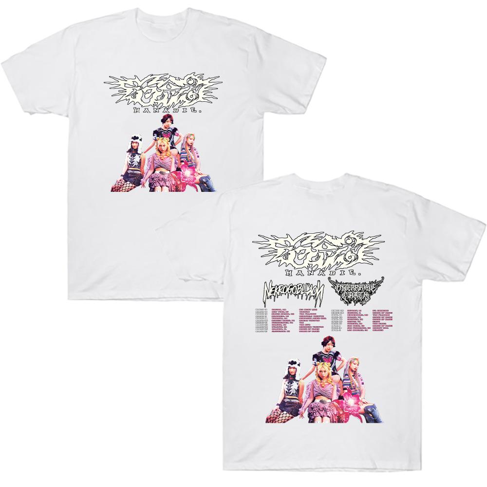 Hanabie. 2026 Tour T-shirt Hanabie. Meisjesgroep Metal Merchandise T-shirt Mannen Vrouwen Retro Cartoon Esthetisch T-shirt Casual Katoenen Top