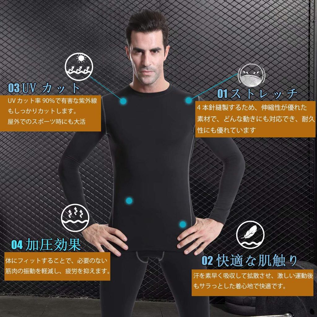 [Nesseo] Lenjerie sport bărbătească, mânecă lungă, iarnă, căptușeală periată, îmbrăcăminte compresivă, bluze interioare cu protecție împotriva frigului, lenjerie intimă, tricou compresiv,