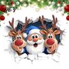 Holiday Home Decor Gifts Christmas Santa Claus And Elk Toilet Stickers, 3D Wall Breaking Decals, Scene Layout Accessories Waterproof PVC Decorative