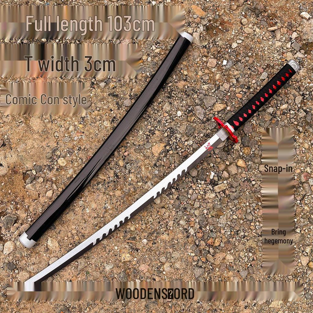 Tanjiro's Demon Slayer Nichirin Toy Sword for Kids - Bamboo Samurai Prop with Scabbard.