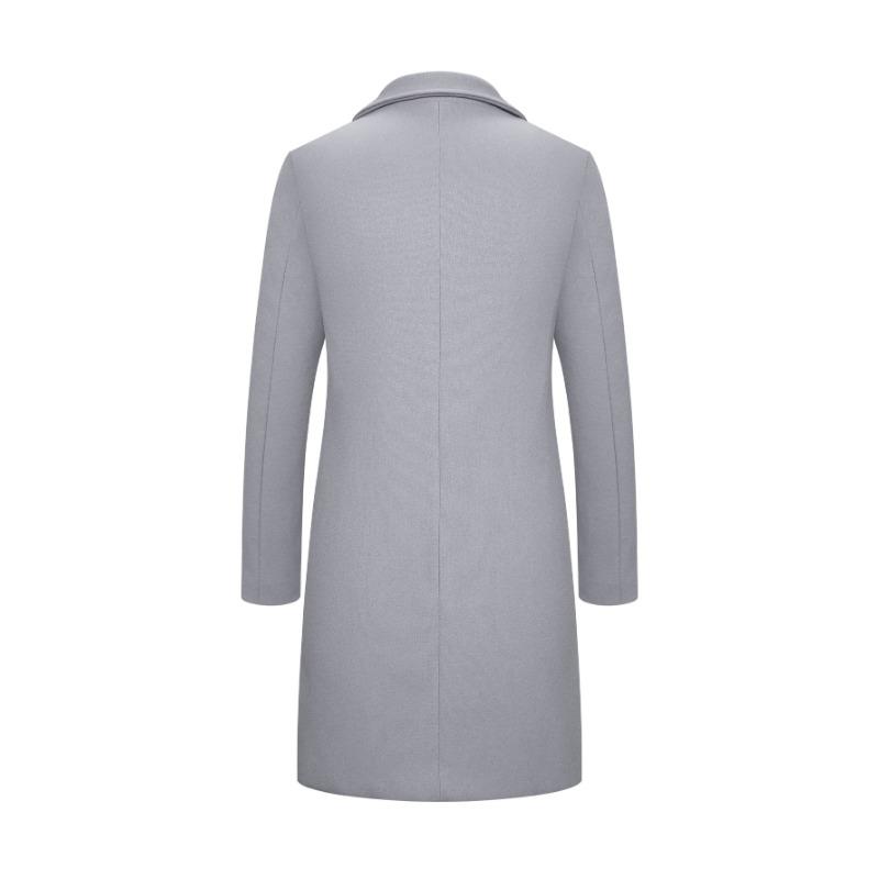 Frühling Herbst Neue Lange Baumwolle Mantel Neue Wollmischung Reine Farbe Casual Business Mode Herrenbekleidung Schlank Windjacke