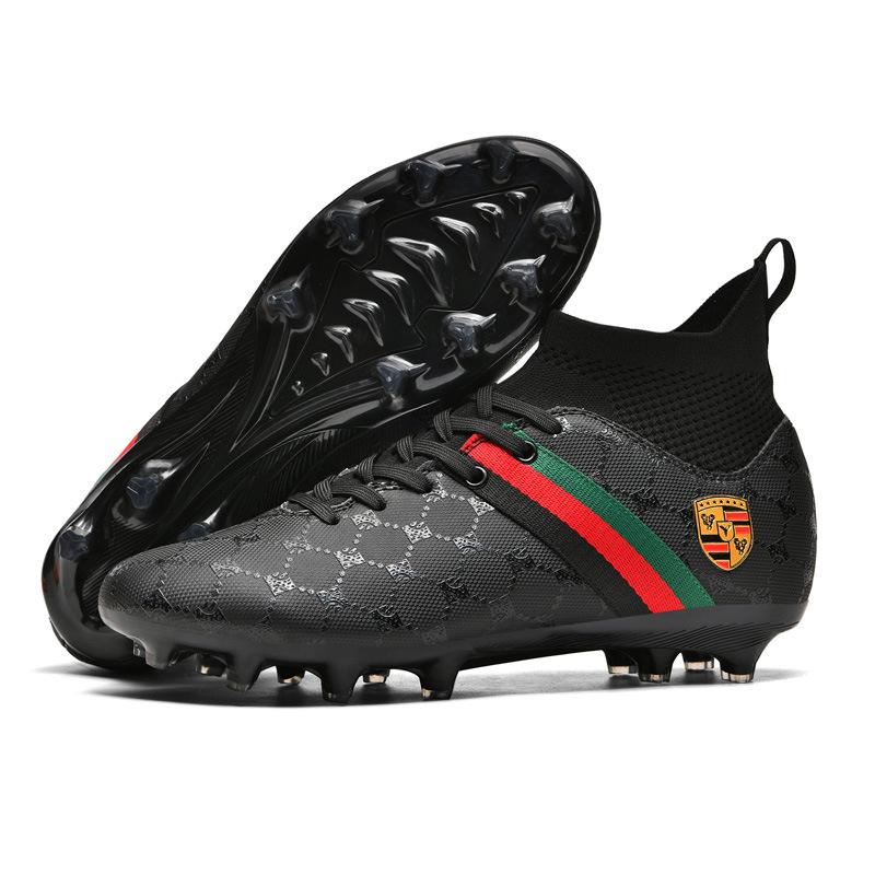 

High-top football shoes tf broken nails into artificial turf AG nails leather feet boys and girls children students training shoes 34