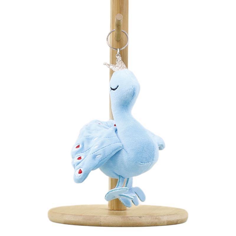 Soft Short Plush Peacock Toy Colorful Bird Keyring Lovely Accessory With Pp Cotton