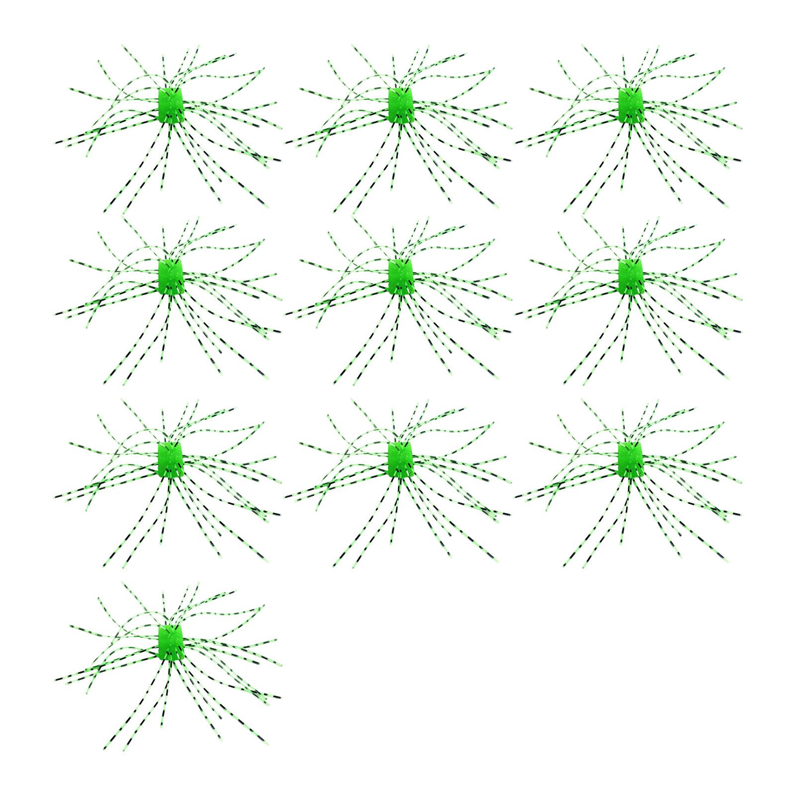 

10pcs Dice Shaped Fishing Lure Bright Color Slow Sinking Soft Artificial Baits for Bass Catfish Flexible Whisker Lure зелёный