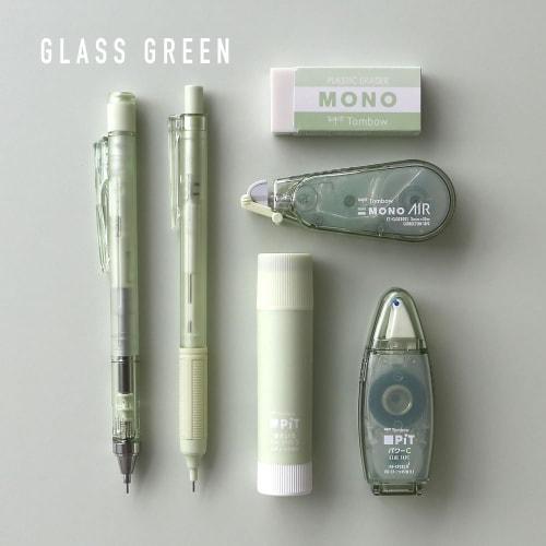 Tombow Pencil MONO X PiT Stationery Set Pastel Glass Green 6 Piece Set (Mechanical Pencil 0.5mm X 2 Eraser Glue Stick Correction Tape Glue Tape) PCC-6