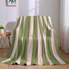 Pink & Green Stripe Flannel Blanket Warm Soft Halloween Christmas Couch Warm Cozy Decorative Decor Gift For All Season