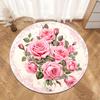 Modern Botanical Flower Round Carpet Soft Non-Slip Decorative Doormat Machine Washable Floor Rug for Kitchen Bathroom Office