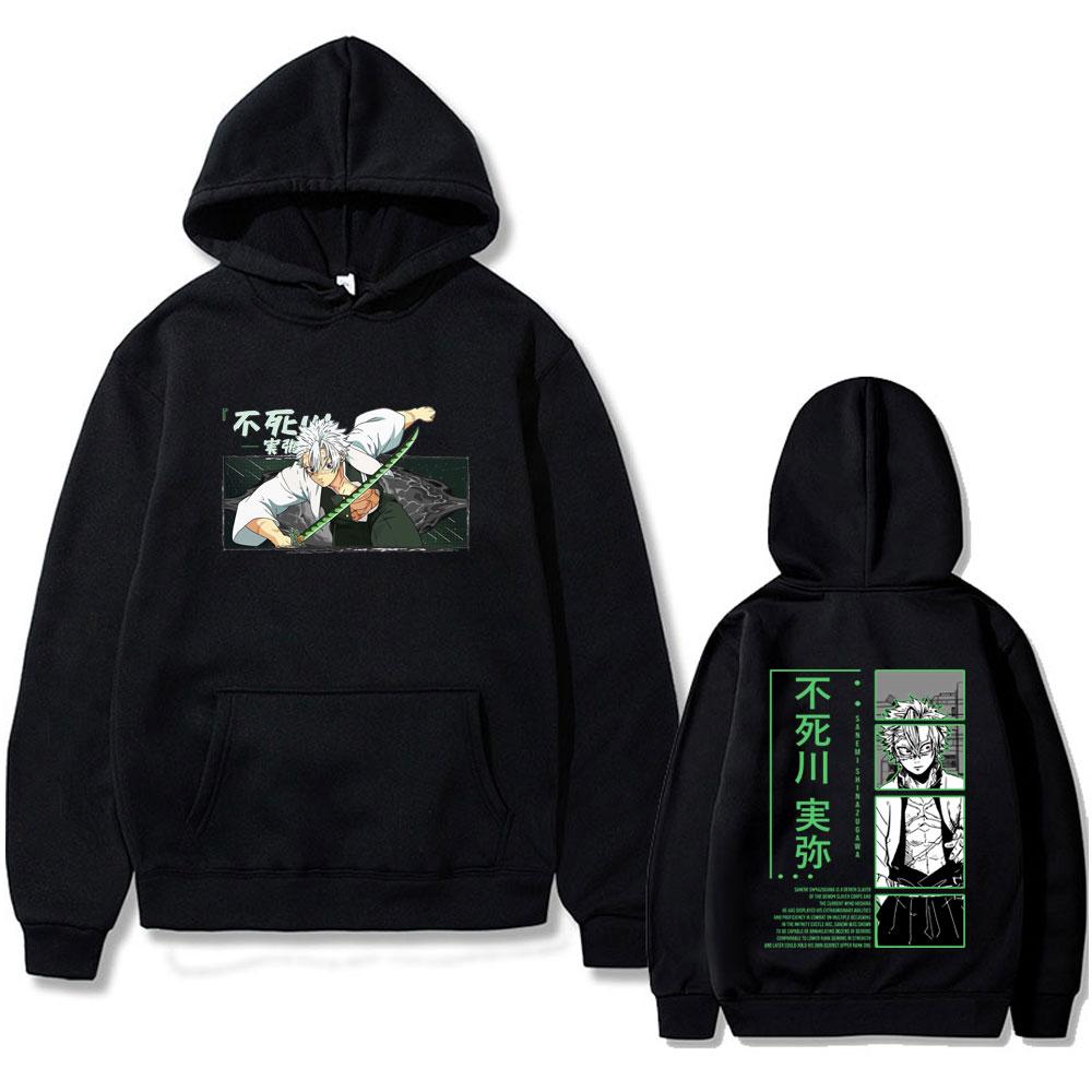 Anime Demon Slayer Shinazugawa Sanemi Graphic Hoodie Kimetsu No Yaiba Print Sweatshirt Male Fashion Oversized Streetwear