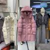 New Down Jacket Women's Medium and Long Hooded Thickened Loose Simple White Duck Down Versatile Jacket Tide
