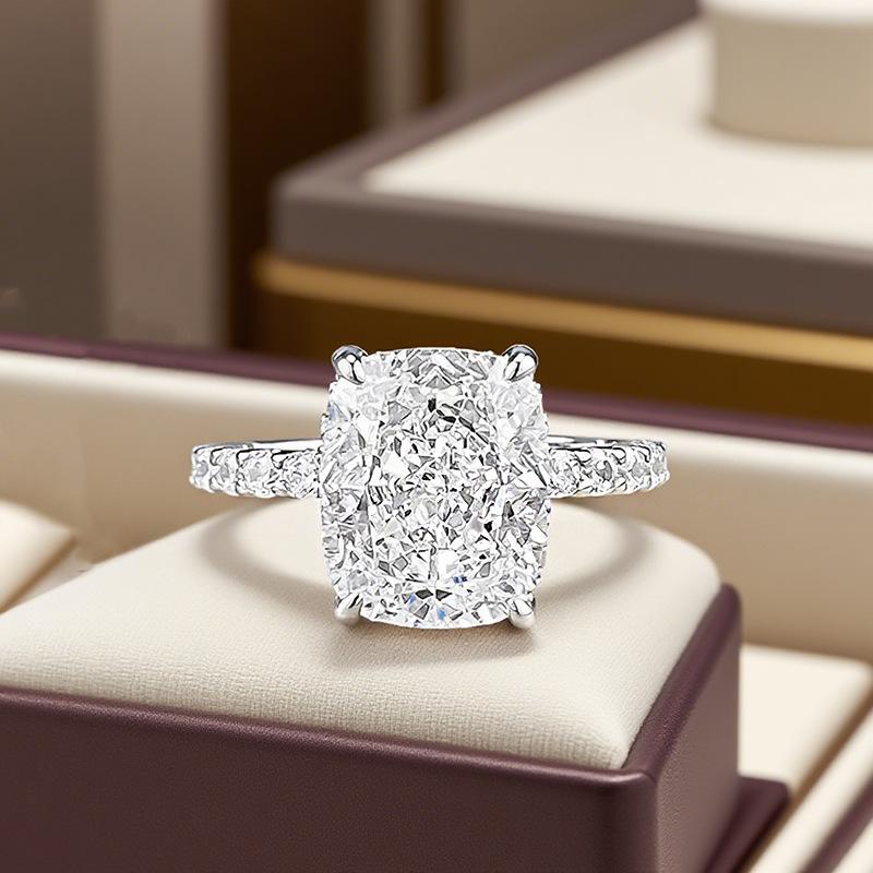

Hui Zhi Yi European & American 5 Carat Square Ice Flower S925 Silver Ring - Women s Fashion Simple Style Size 7