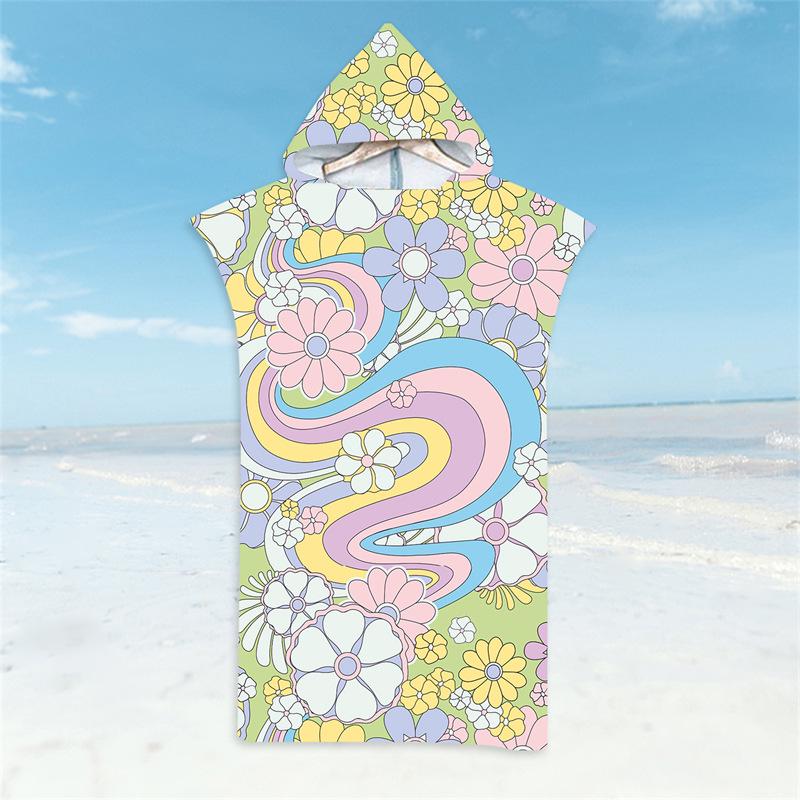 Microfiber Quick-Dry Hooded Beach Poncho Bathrobe for Adults