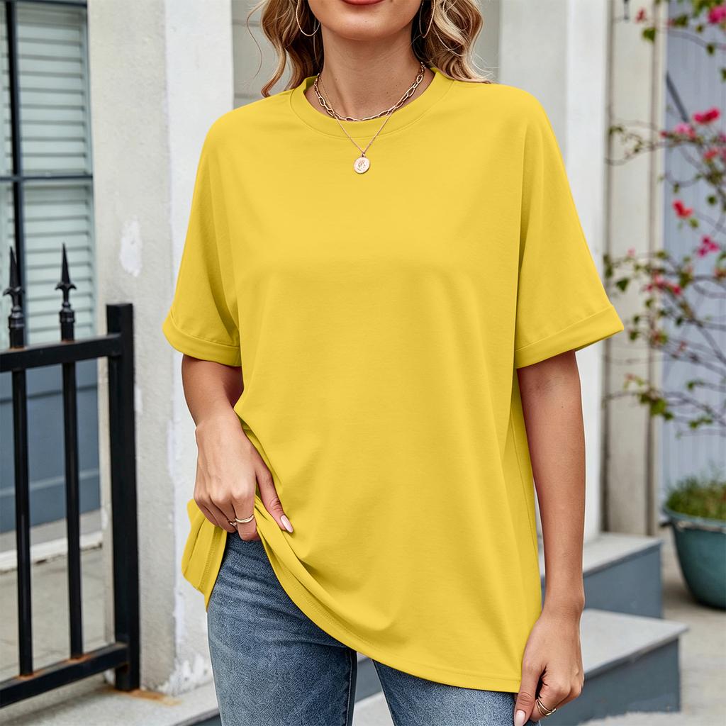Women Loose Fit Casual Round Neck Short Sleeve T Shirt Lightweight Comfortable Summer Top