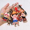 One Piece Anime Keychain Cute Couple Key Rings for Men Women Car Backpack Car Luffy Sabo Resin Action Key Chain Birthday Gifts