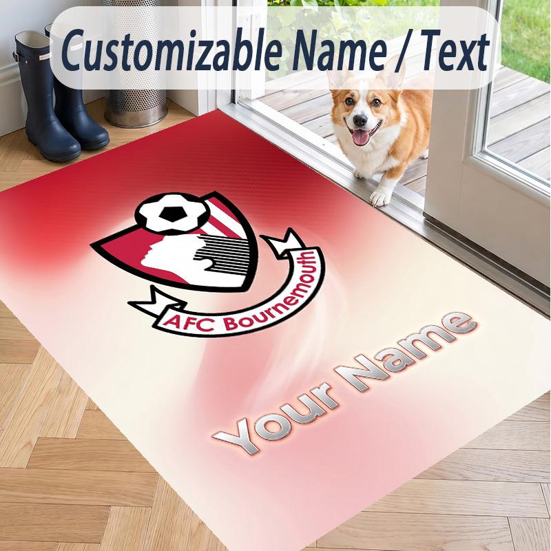 Custom Text Printed Rug Bournemouth Football Non Slip Floor Carpet For Home Room Decor