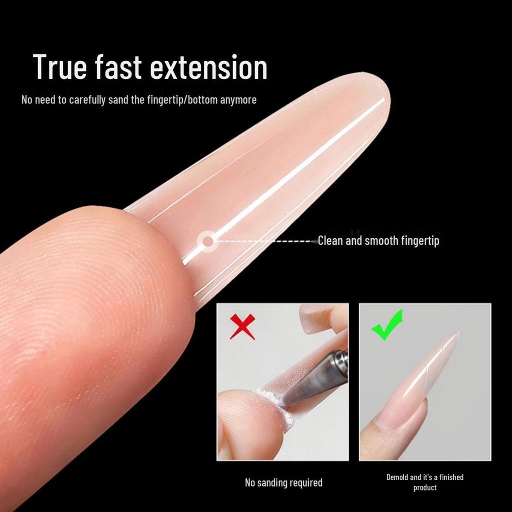 240-Piece Transparent Oval Sandwich Nail Extension Mold Set - No Paper Holder Needed