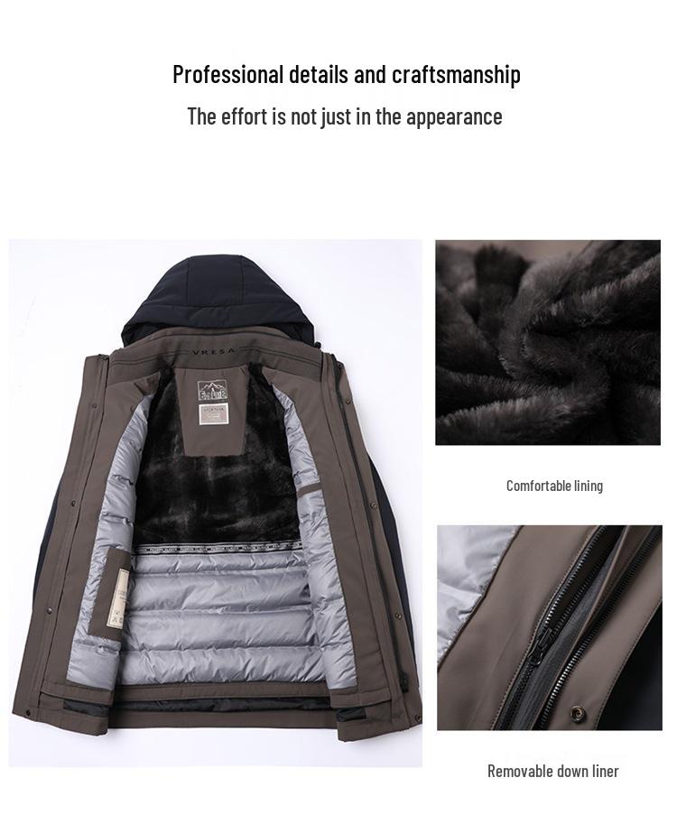 Men's 2025 Thickened Hooded Winter Down Jacket - Middle-aged Business Wear