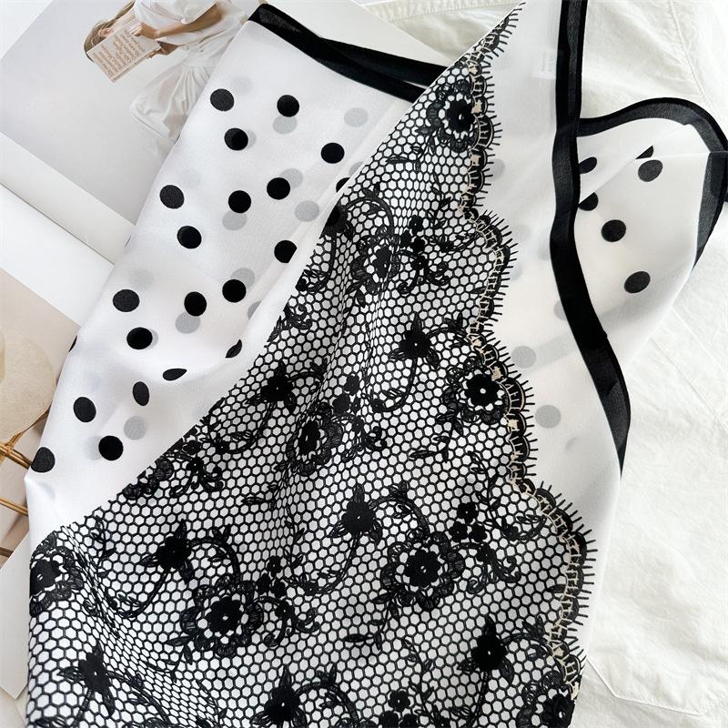 65*65cm 100% Mulberry Silk Women Spring Summer Square Scarf Elegant Chiffon Wrap Shawl Versatile Accessory