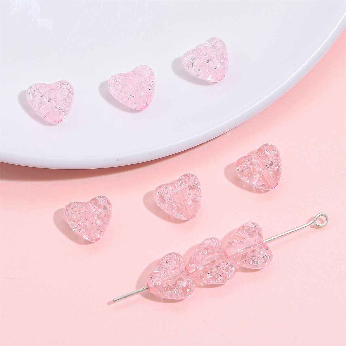 

70 шт. 10x9 мм акриловые бусины с кракле в форме сердца для изготовления ювелирных изделий своими руками светло-розовый