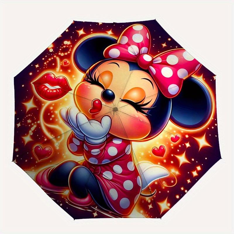 Minnie Mouse Automatic Opening and Closing Umbrella, Compact Travel Umbrella, Lightweight and Portable, Suitable for Beach Commuting Busines