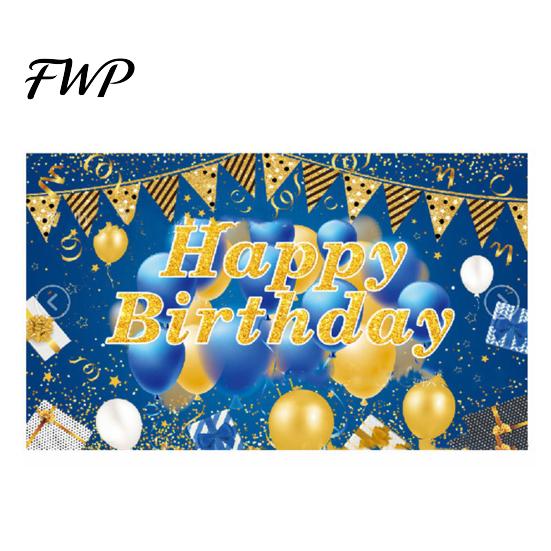 Birthday Party Decoration Happy Banner Backdrop, Photo Background Cloth for Celebration, Reusable Bunting Flag Decor Kids Women, Supplies Double-sided