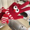 Women's Fingerless Touchscreen Cute Cartoon Christmas Red Gloves