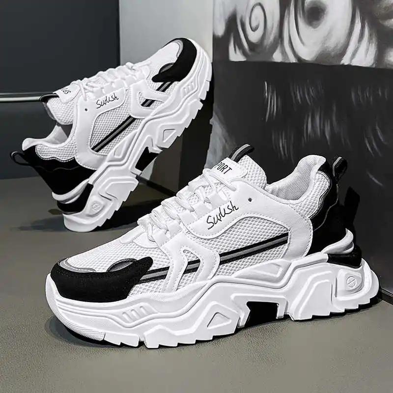 Demi-season Round Nose Womans Shoes High Heel Deporte Cheap High Heels Sneakers Sport To Play Everything Saoatenis