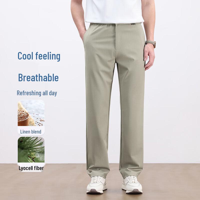 

Men s Summer Linen Blend Loose Straight Casual Pants M