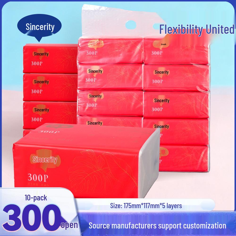 Sincerity 10-pack Ansiktsservetter med Anpassad Logotyp - Handhållen Utdragbar Hushållsförpackning