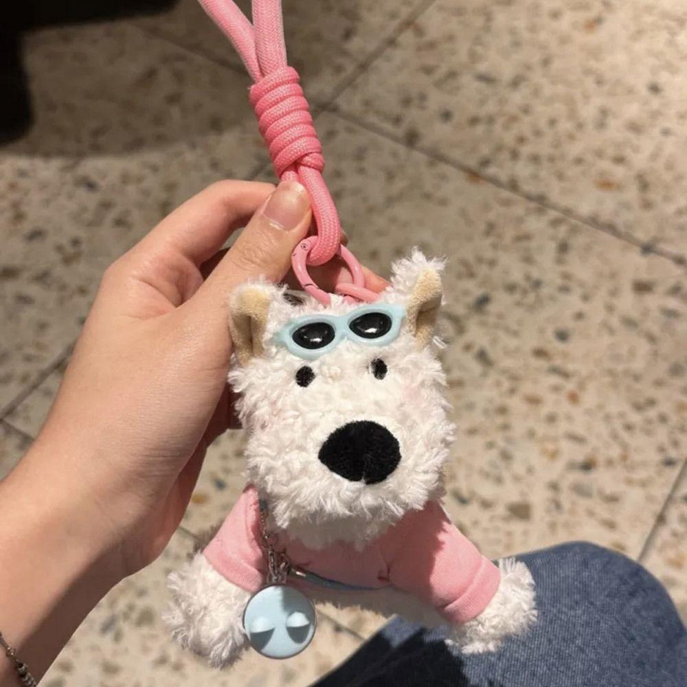 Cute Cartoon West Highland Dog Keychain  Stuffed Dolls Puppy Pendant Hanging Ornament Backpack Key Chain Bag Accessories