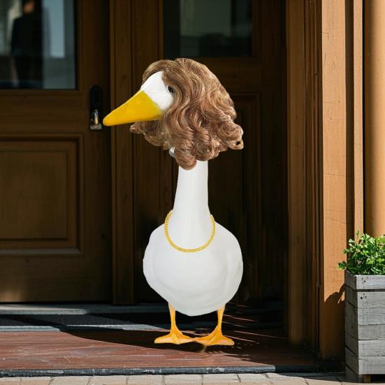 3 Pcs Porch Goose Braid Wig Outdoor Goose Statues Outfit Accessories