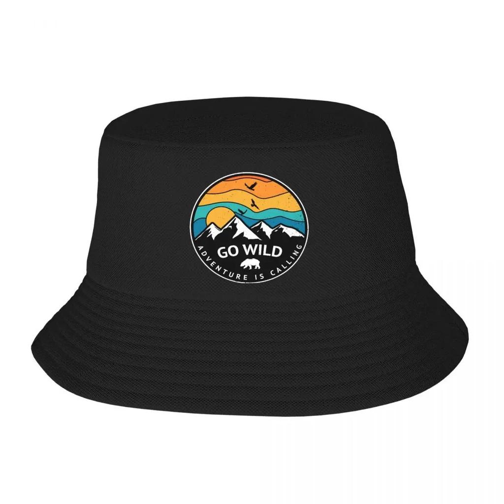 Custom Funny Adventure Camper Pattern Bucket Hat for Women Unisex Printed Mountain Camping Summer Travel Beach Outdoor Camping Cap