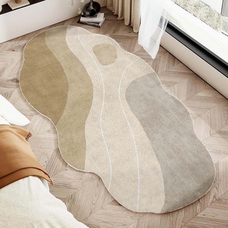 Cream Style Carpets for Living Room Irregular Shapes Bedroom Decor Carpet Thicken Plush Bedside Floor Mat Fluffy Soft Lounge Rug