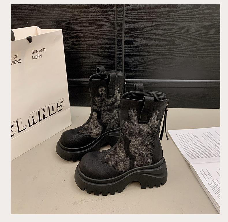 

Ботинки Женские Осенние Британские Ботинки Мартин 2025 Новые Французские Вставки Вестерн Ковбойские Ботинки Ретро Средней Высоты 39 чёрный