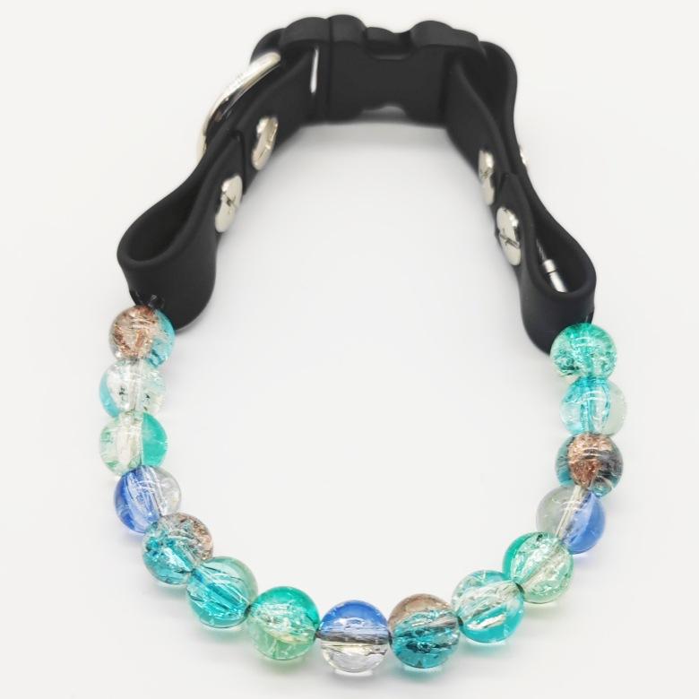 Fashion Pet Beaded Necklace Adjustable Transparent Glass Dog Cat Pearl Collar