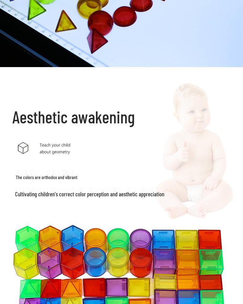 Transparent Building Blocks 10cm 3D Geometric Shapes Educational Toys for Early Cognitive Development