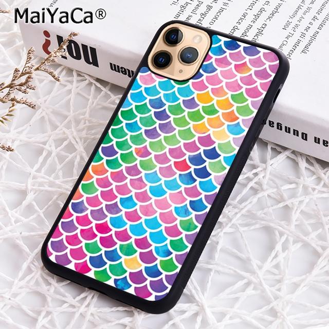 MaiYaCa Watercolor Faux Glitter Mermaid Scales Phone Case For iPhone 17 Air 16 16e 15 plus 11 12 13 14 pro max  coque