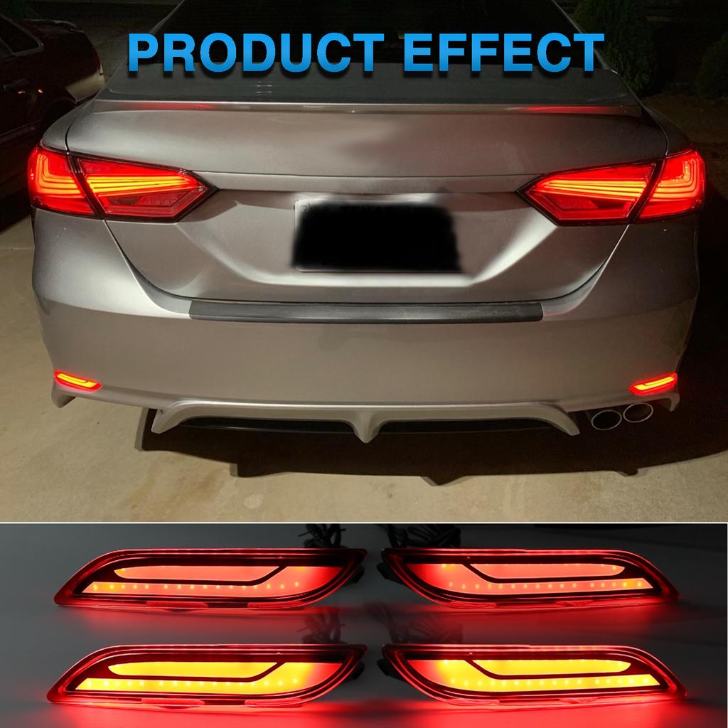 LED Bumper Reflector Lights For Toyota Camry 2018 2019 2020 2021 2022 2023 2025 Dynamic Turn Signal Rear Fog Tail Brake Lamp