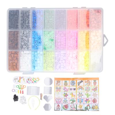 5mm 6300 Stück Schmelzperlen Set DIY 24 Farben Schmelzperlen Set für Kinder Enthält 3 Stück weißes Papier 12