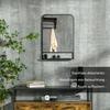 Wall Mirror with Metal Frame, Rounded Edges, 1 Shelf, 70 Cm X 10.2 Cm X 50 Cm, Black + Silver