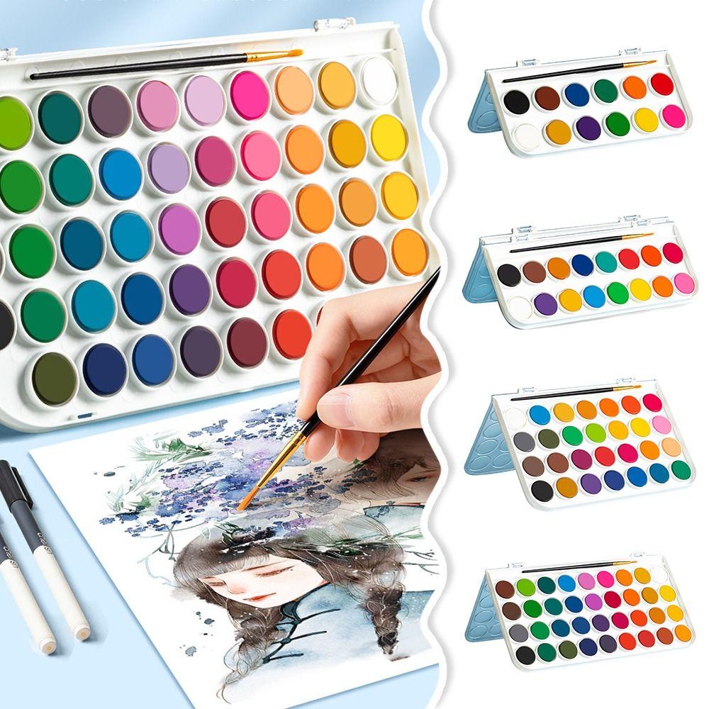 12/16/28/36/48 Colors With Water Brush Pen Watercolor Paint Set  Drawing Art Paint Supplies