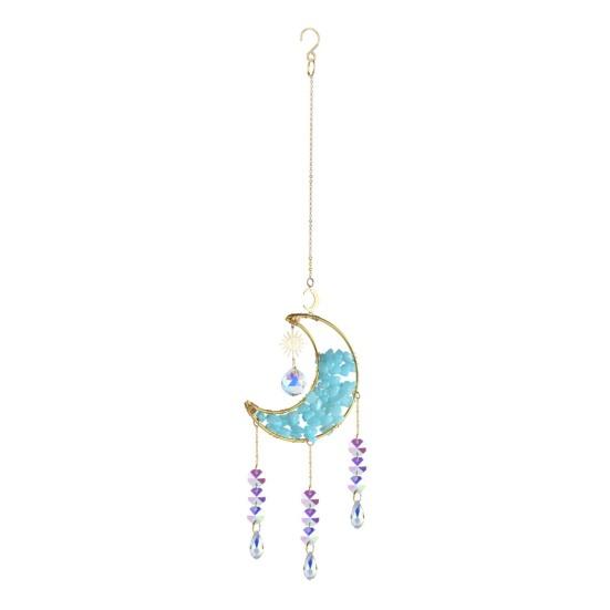 Crystal Sun Catcher Crescent Moon Sun Catcher Rainbow Maker Prism Ornament for Window Balcony Bedroom Garden Hanging