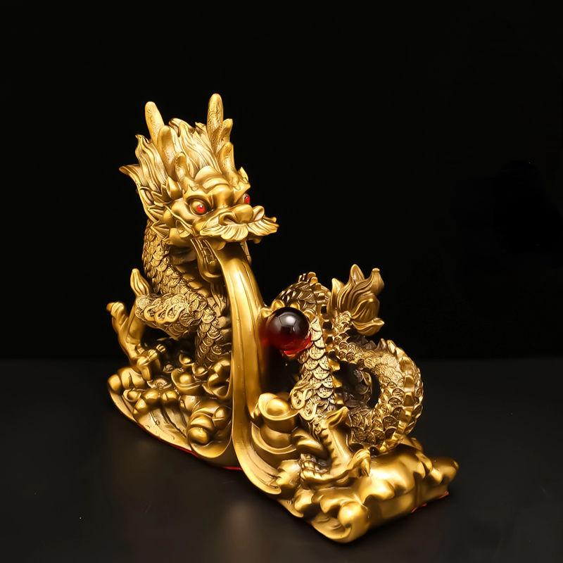 Zhaocai Wealth Attract Bronze Dragon Decoration Living Room Brass Crafts Home Office Opening Auspicious Dragon Ornaments
