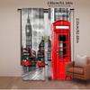 2 Stück London Vorhänge London Telefonzelle auf der Straße Traditionell Lokal Kulturell UK Retro Für Schlafzimmer Wohnzimmer Und Esszimmer