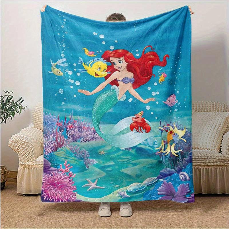 1PC Cartoon Mermaid Blanket, Underwater World Decorative Throw, Perfect for Home Decoration, Gift Idea, All Seasons Use, Living Room, Travel